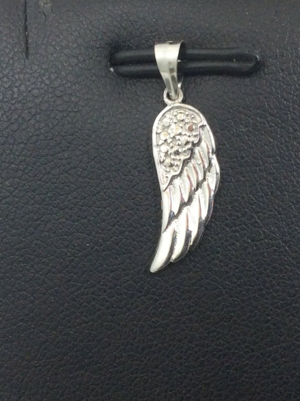 14K  White REAL GOLD Angel Wing charm Pendant 1gr
